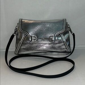 Sam Edelman black & silver leather reversible crossbody bag